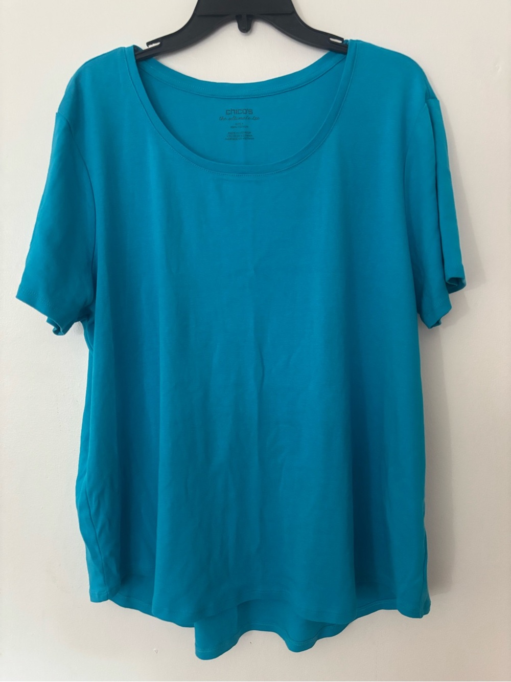 Chico’s The Ultimate Tee Turquoise 100% Cotton Short Sleeve T-Shirt | Size 4 (XL